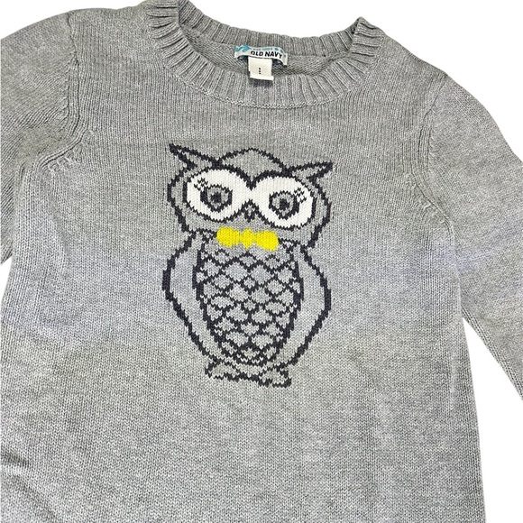 Old Navy Girls Grey Knit Owl Sweater Size 6-7 - Picture 2 of 5